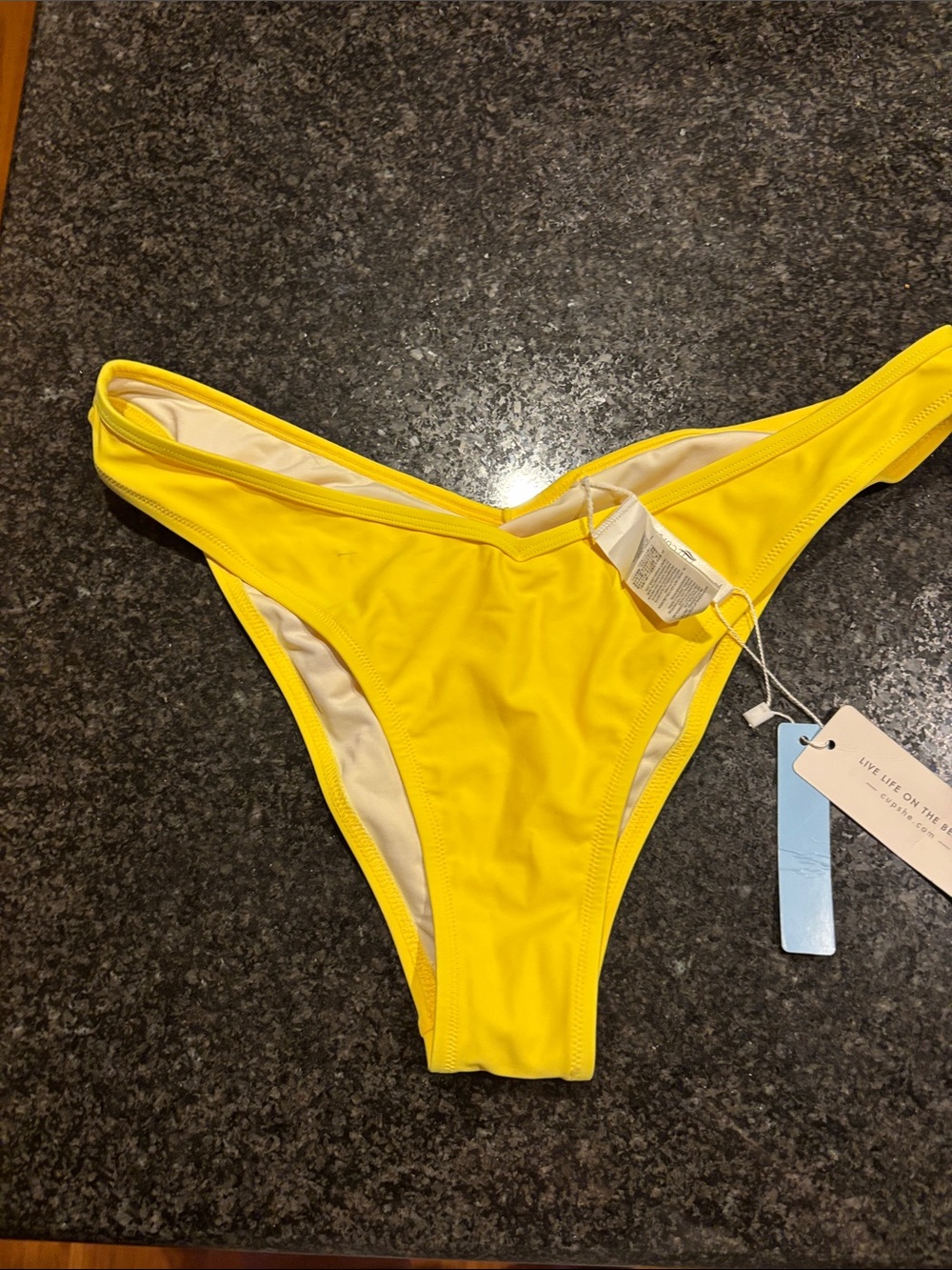 Cupshe Bright Yellow High Leg Bikini Bottom
